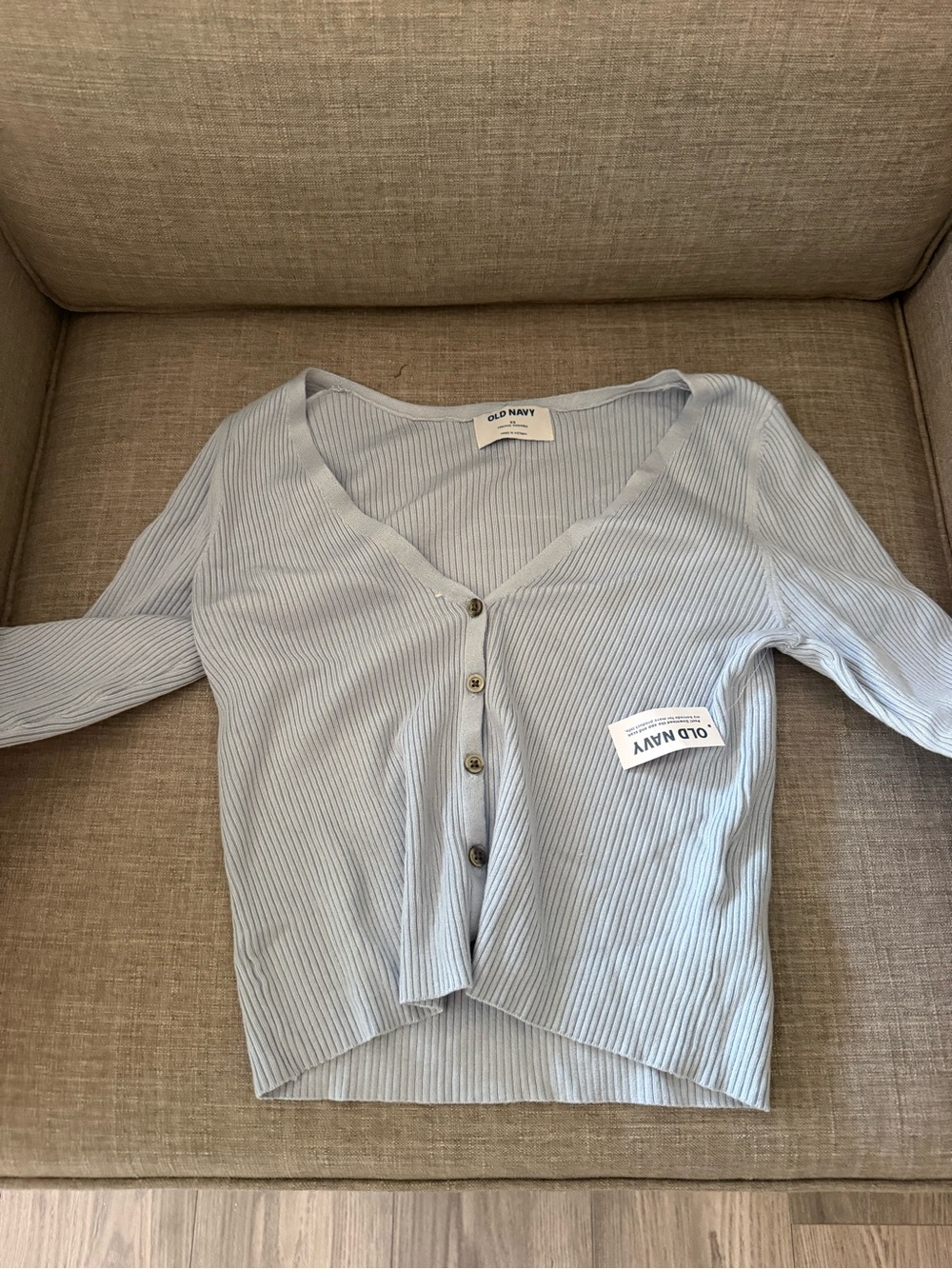 Old Navy Pale Blue Ribbed Button-Front Women's Top